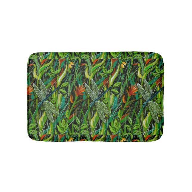 Green Dragonfly Bath Mat (Front)