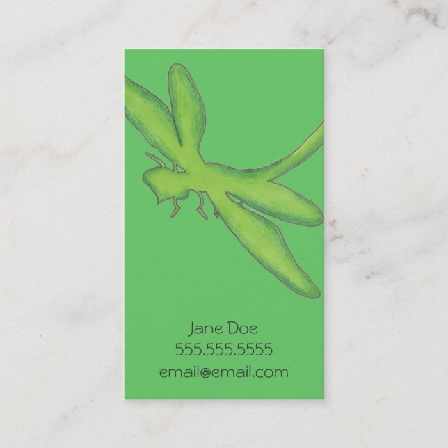 Green Dragonfly Calling Card (vertical) (Front)