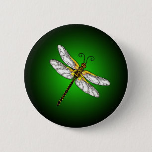 Green Dragonfly Dragonflies Button