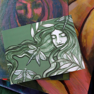 Green Dragonfly Goddess Art Dragonflies Postcard