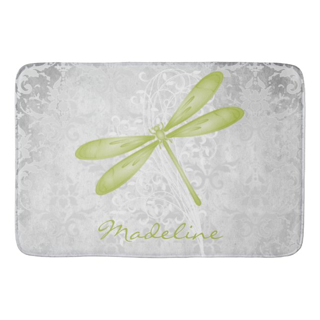 Green Dragonfly Personalized Bath Mat (Front)