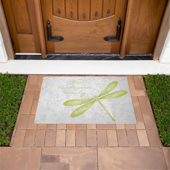 Green Dragonfly Personalized Doormat (Outdoor)