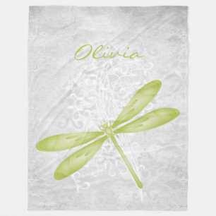 Green Dragonfly Personalized Fleece Blanket