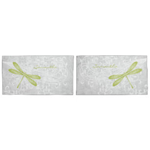 Green Dragonfly Personalized Pillow Case