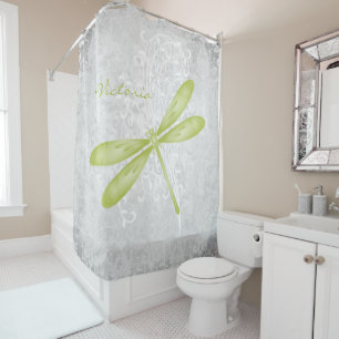 Green Dragonfly Personalized Shower Curtain