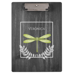 Green Dragonfly Rustic Clipboard