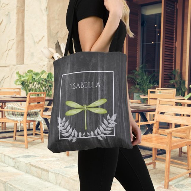 Green Dragonfly Rustic Personalized Tote Bag (Green Dragonfly Rustic Personalized Tote Bag)