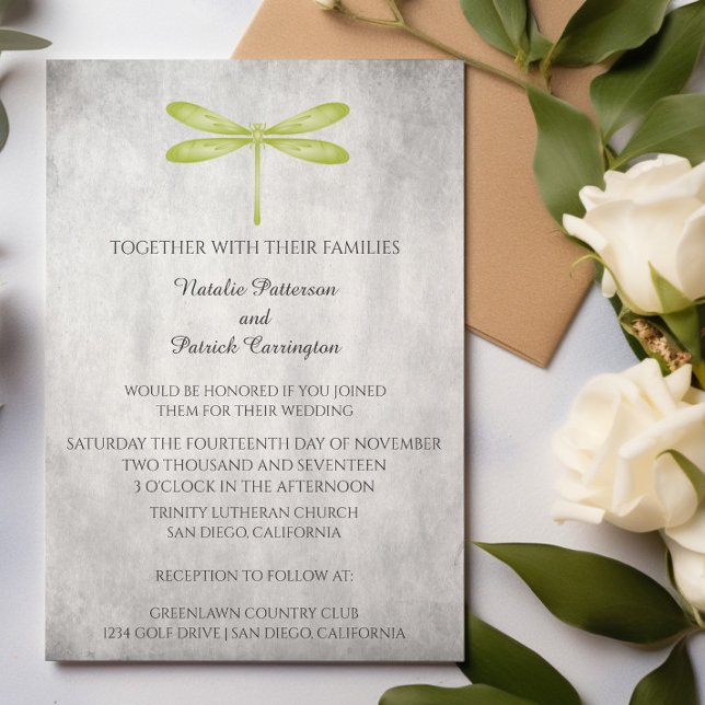 Green Dragonfly Wedding Invitation (Green Dragonfly Wedding Invitation)