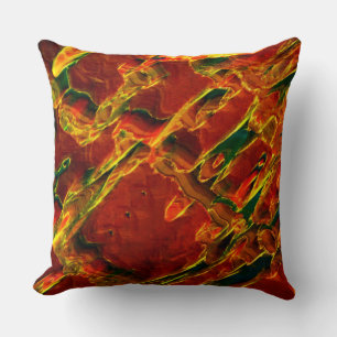 Green drained on fire, destroyed throw pillow
