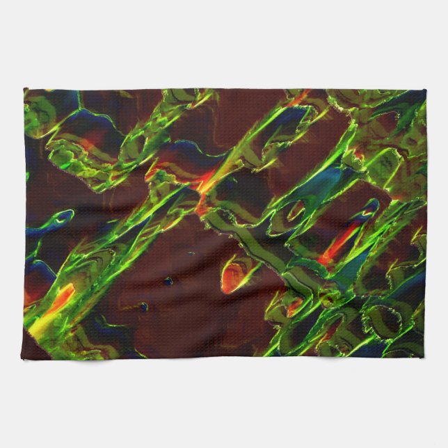 Green drained on fire kitchen towel (Horizontal)