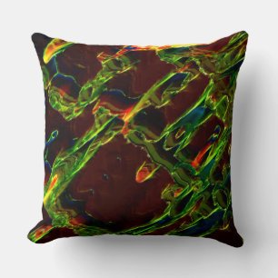 Green drained on fire throw pillow