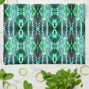 Green drawing repetition generating various shapes kitchen towel