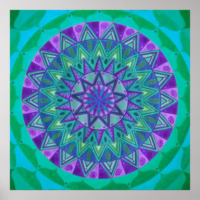Green dream Mandala Poster (Front)