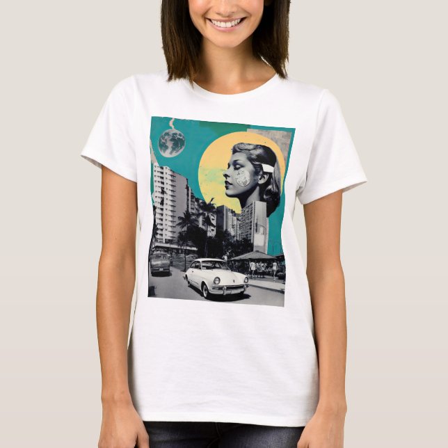 Green dreams in the city of 50 Retro Collage T-Shirt (Front)
