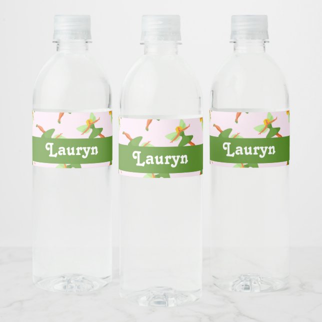 Green dress fashionable fairy water bottle label (Bottles)