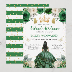 Green Dress Western Princess Sweet 16 Invitation