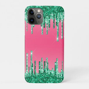 Green Dripping Glitters Chic Pink Watermelon Colou iPhone 11 Pro Case