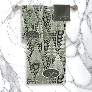 Green Earth Christmas Pattern#6 ID1009 Bath Towel Set