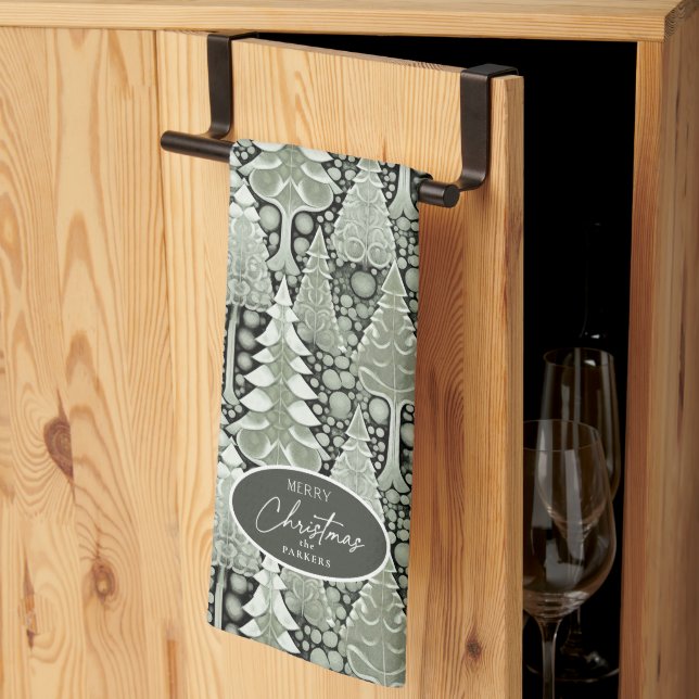Green Earth Christmas Pattern#6 ID1009 Kitchen Towel (Thirds Fold)