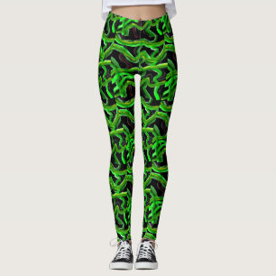 Green earth colours mixed hint of wine and lemon leggings