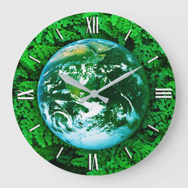 Green Earth - ecological awareness Large Clock (Front)