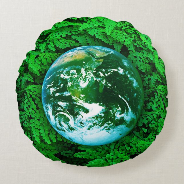Green Earth - ecological awareness Round Pillow (Front)