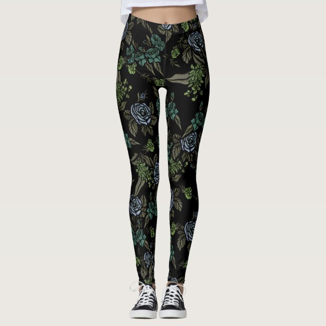 Green Earth Flowers Leggings (Front)