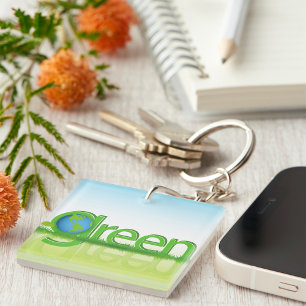 Green Earth Globe Eco Friendly Nature Keychain