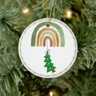 Green Earth Tone Boho Rainbow Arch Tree Ornament