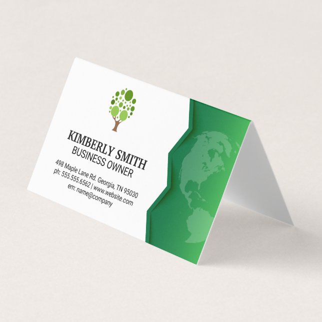 Green Earth | Tree Icon Business Card (Front)