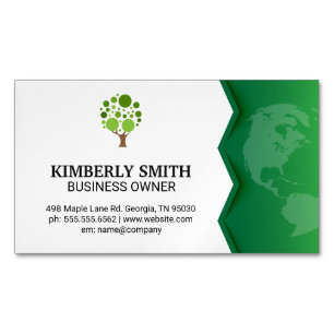 Green Earth   Tree Icon Magnetic Business Card