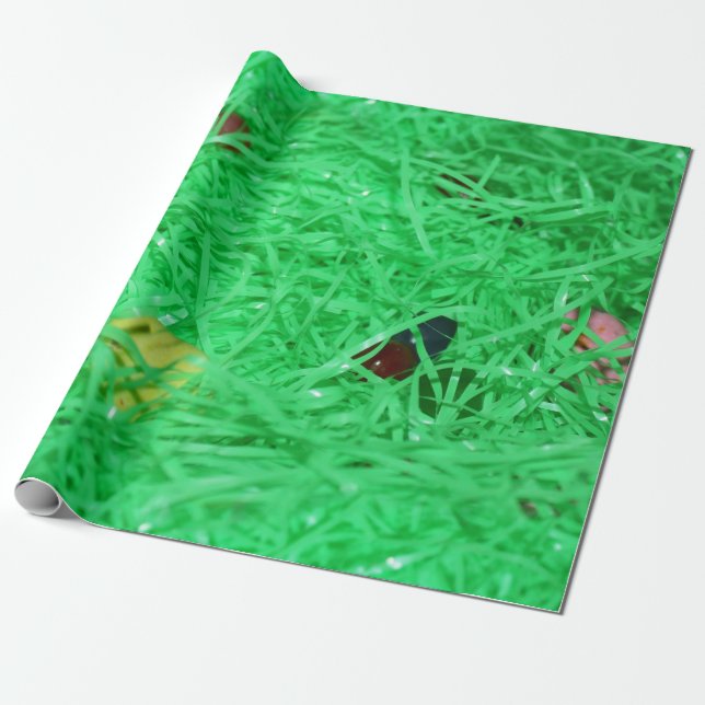 Green Easter Grass Background Wrapping Paper (Unrolled)