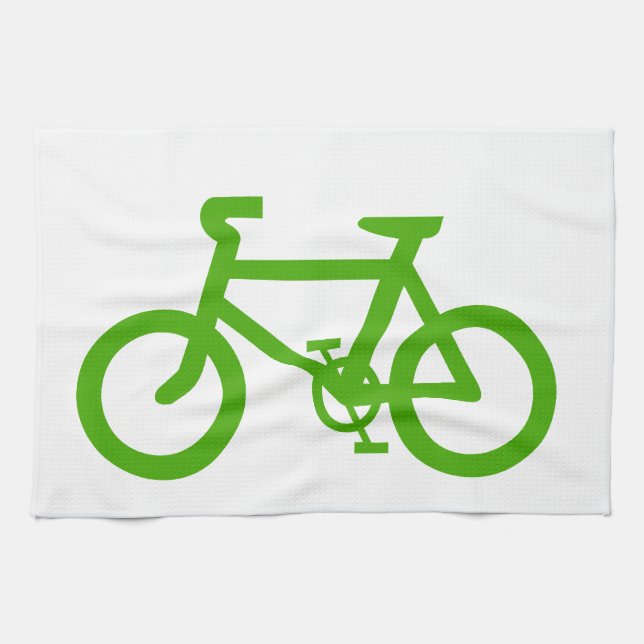 Green Eco Bicycle Kitchen Towel (Horizontal)