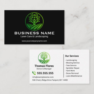Green Eco-Friendly Landscaping Tree Service Business Card