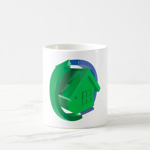 Green Eco House with Circular Arrows Coffee Mug