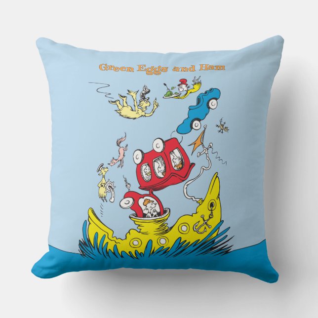 Green Eggs and Ham | I Do Not Like Them Anywhere Throw Pillow (Front)