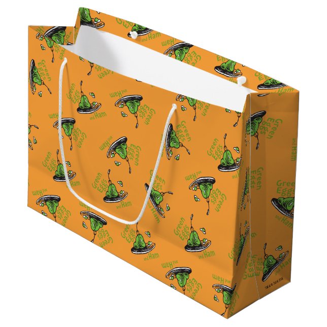 Green Eggs and Ham Pattern Large Gift Bag (Front Angled)