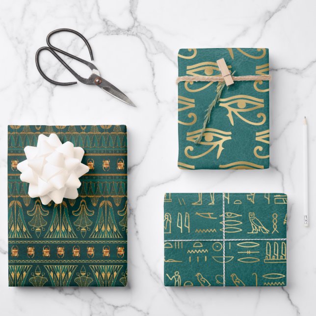 Green Egyptian Wrapping Paper | Ancient Egyptian  (Front)