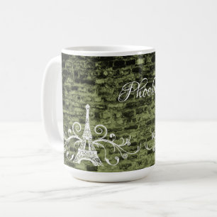 Green Eiffel Tower Grunge Coffee Mug