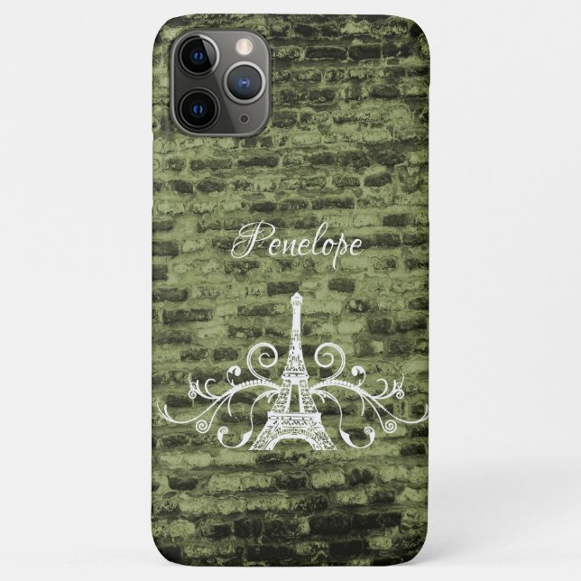 Green Eiffel Tower Grunge Coque-Mate coque iphone (Dos)