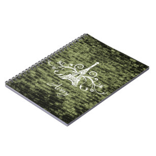 Green Eiffel Tower Grunge Notebook