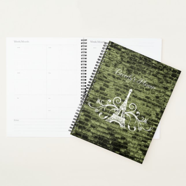 Green Eiffel Tower Grunge Planner (Display)
