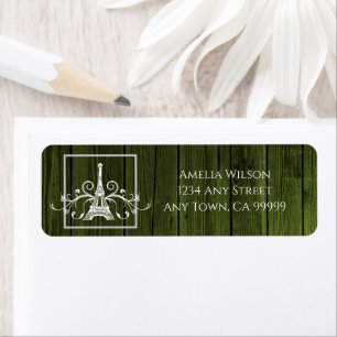Green Eiffel Tower Rustic Return Address Label