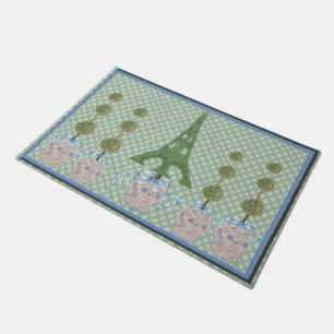 Green Eiffel Tower Topiary Ginger Jars  Doormat