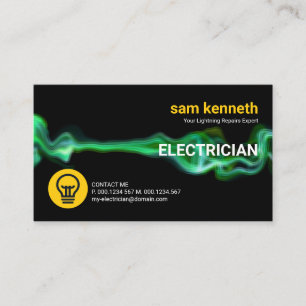 Green Electric Current Lightning Electrical Business Card