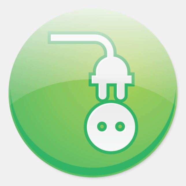 Green Electrical Plug Icon Classic Round Sticker (Front)