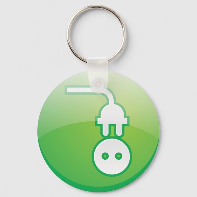 Green Electrical Plug Icon Keychain (Front)