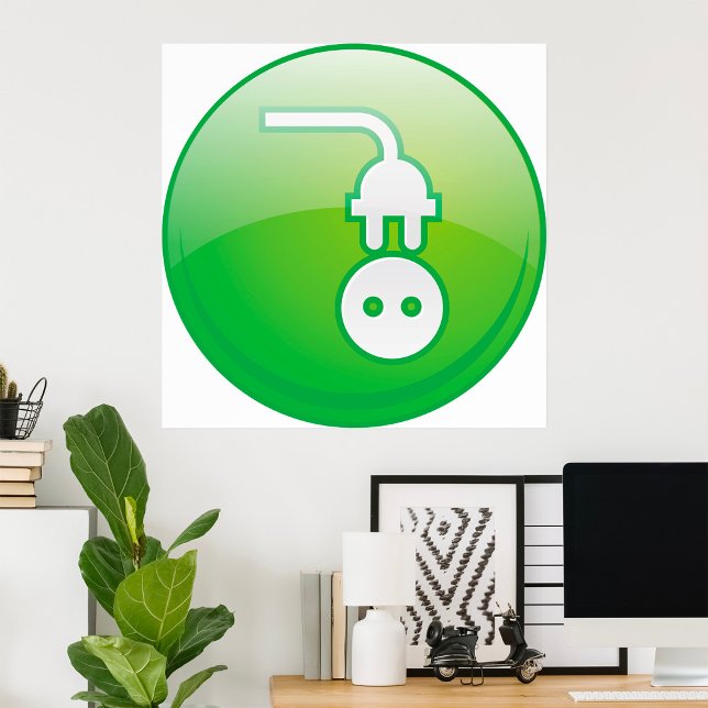 Green Electrical Plug Icon Poster (Creator Uploaded)