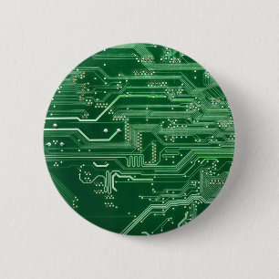 green electronic circuit board computer pattern 2 inch round button
