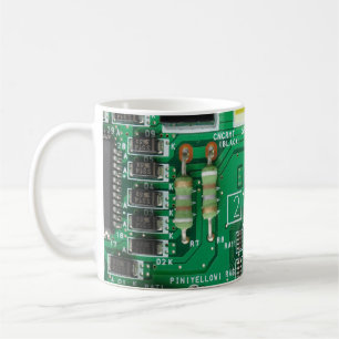 green electronic circuit board computer pattern coffee mug
